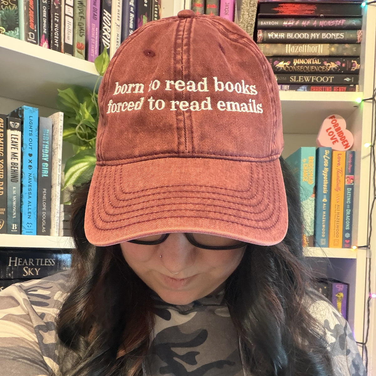 Embroidered Born to Read Books Forced to Read Emails Hat
